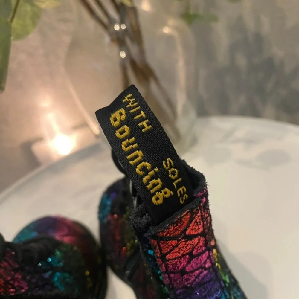 Dr. Martens 1460 Pascal Rainbow Iridescent Toddler Boots Glitter Girl 7 Like New